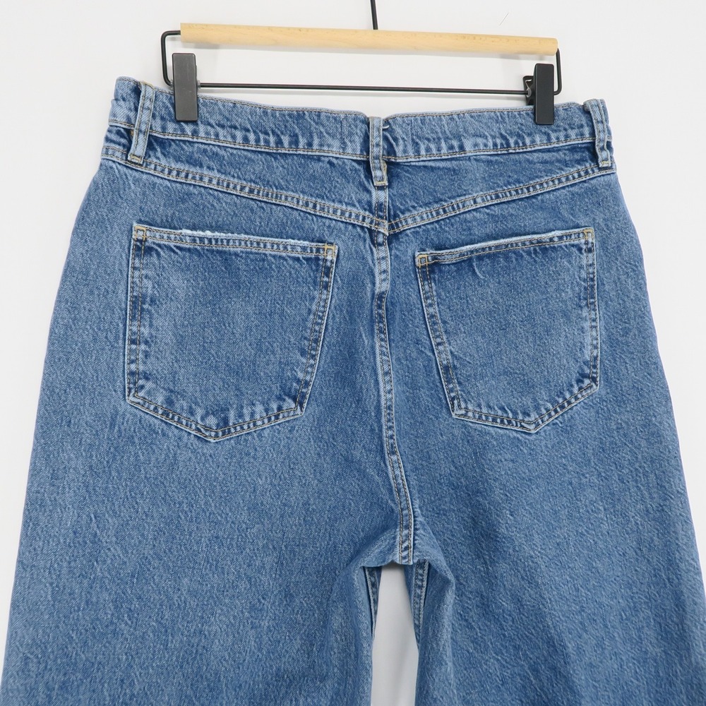 We The Free Straight Up Baggy Jeans Womens 30 Blue Wide Leg High Rise Raw Hem - Picture 4 of 11